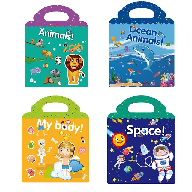 Children's Reusable Stickers Books Animal Stationery Stickers for Kids  Funny Stickers Travel Toys Quiet Busy Books for Toddlers - AliExpress