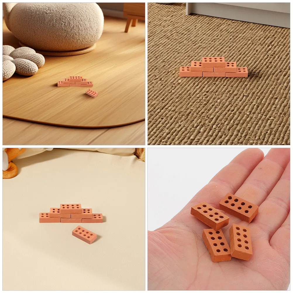 100Pcs 마이크로 미니 벽돌 시뮬레이션 점토 벽돌 액세서리 DIY 모래 테이블 풍경 교체 용품 대량 장식 벽돌