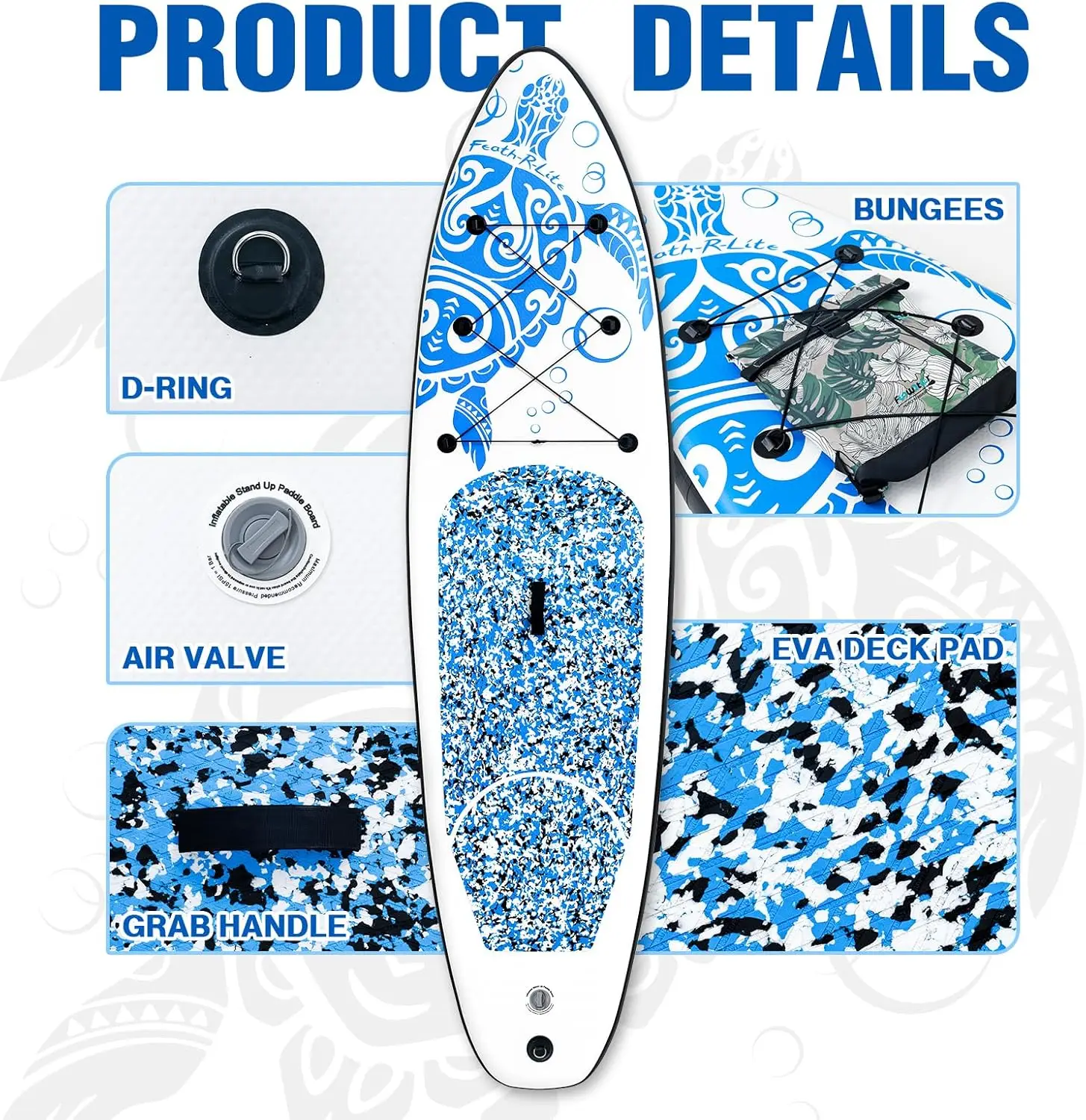 Inflatable Stand Up Paddle Board 10'x30''x6'' Ultra-Light (16.7lbs) SUP with Accessories