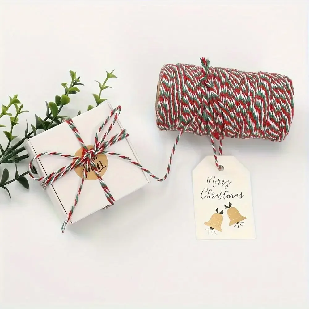 Three Color Christmas Gift Packaging Ribbon, DIY Hand Woven Rope, White Red Green - Perfect for Gift Packaging and DIY Crafts