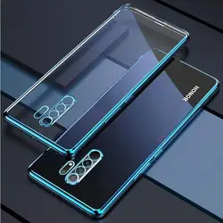 Luxury Plating Bumper Transparent Case - Soft Silicone Clear Back Cover for Redmi k20 (Blue)