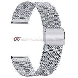 Elegant Mesh Milanese Stainless Steel Watch Strap - Adjustable Universal Bracelet - 20mm (Silver)