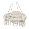 2-Person Hanging Hammock Chair, Boho Style Macrame Hammock Swing with Soft Cushions,  Indoor Outdoor Cotton Rope. 6