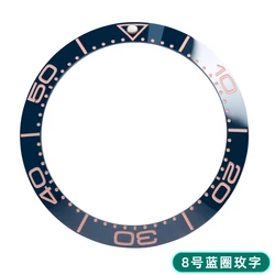 High - Quality Ceramic Watch Bezel with Colorful Luminous Ring - 40x31.6mm (8 - blue rose)