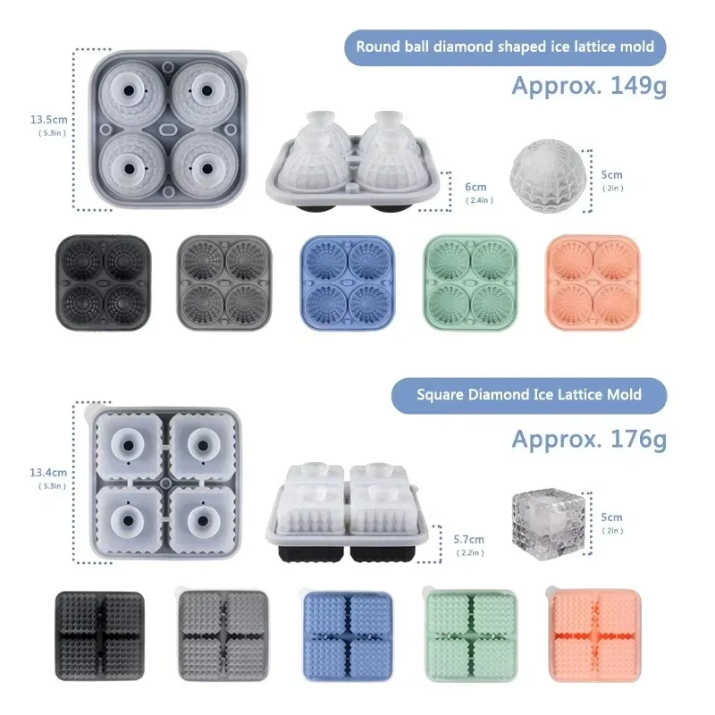 Ice Cube Spherical Mold Silicone Ice Cube Family Simple Mold Large Round Square Ice Cube Tray Kitchen Accessories Ice Cube Model