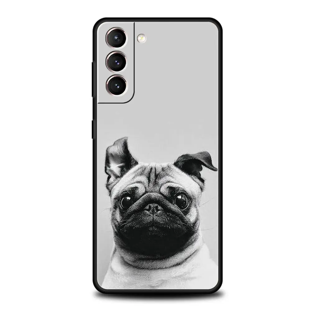Charming Black Pug Close-Up Soft TPU Phone Case