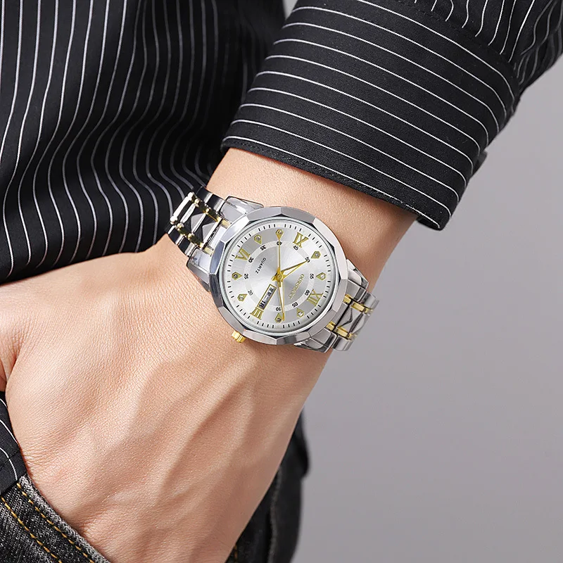 

Fashion Men's Watches Fashion Trend Quartz Wristwatch Original Waterproof Stainless Steel Watch for Man Date Week Relógio Часы