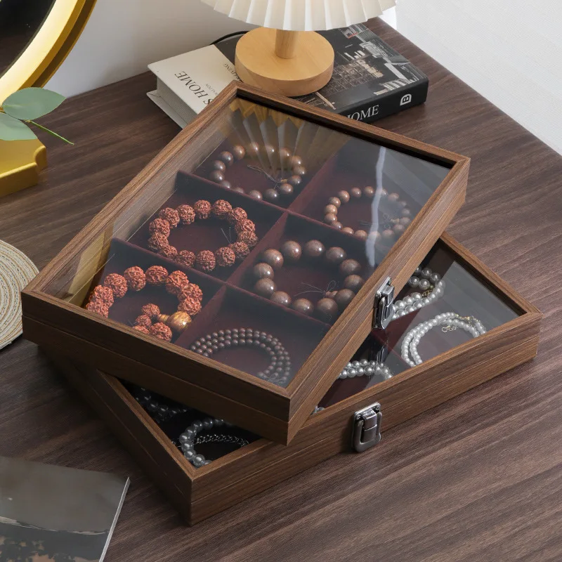 6 Grid Jewelry Organizer Storage Box with Clear Lid Drawer Jewelry Holder Display Case for Pendant Bracelets Necklace for Girls