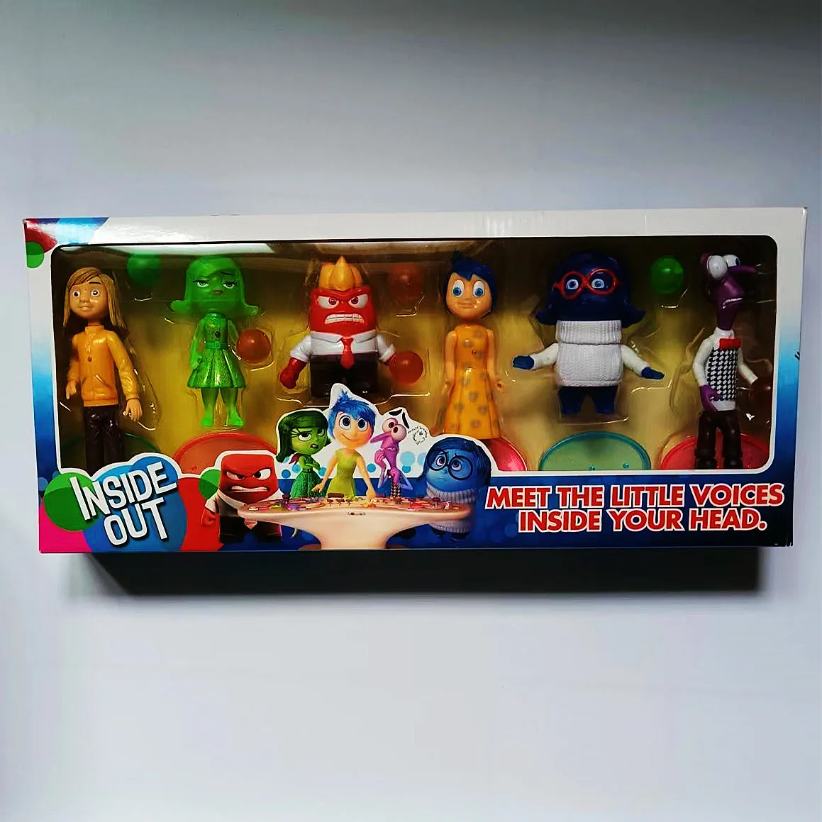 

6 IN 1 Joy Sadness Anger Disgust Fear Inside Out Action Figure Toys Kid Birthday Gift Cake Topper Anime Baby Doll