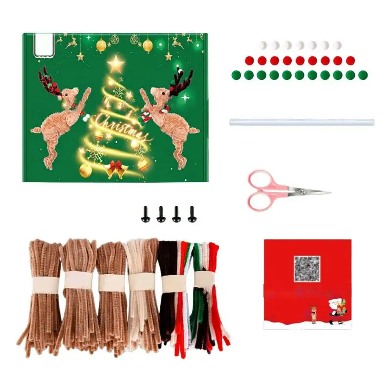 

Christmas Reindeer Craft Plush Reindeer DIY Kit Christmas Toy Christmas Reindeer DIY Crafts Pipe Cleaners Art Set Home Decor