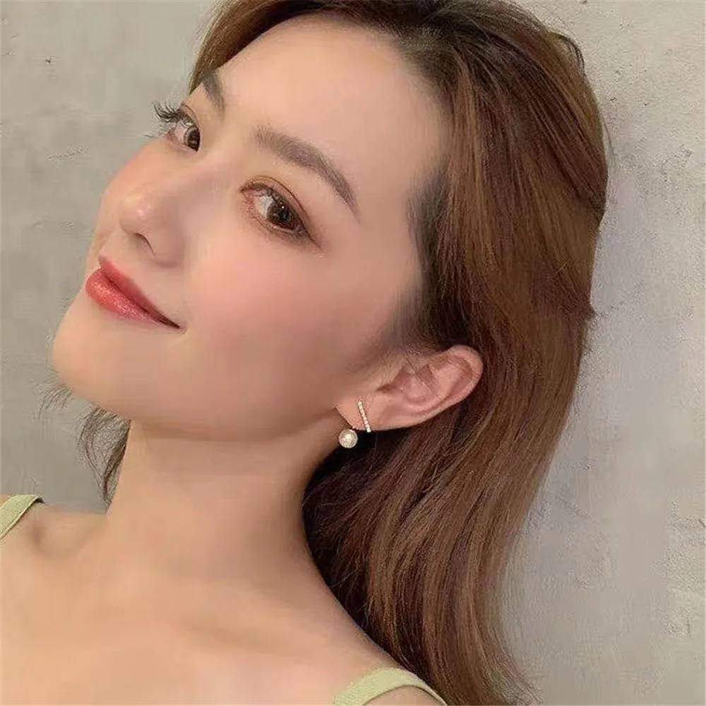

DIY pearl earrings accessories S925 sterling silver jewelry trendy style earrings for women's empty fit 8-10mm beads