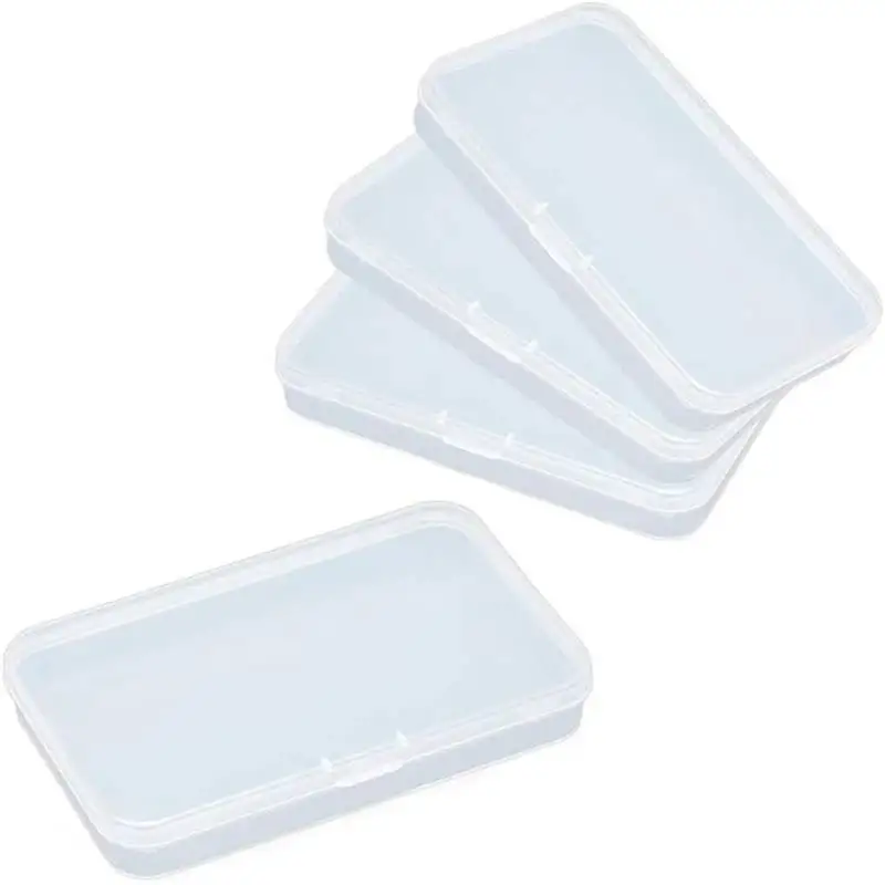 2pcsClearRectangularPlasticContainersStorageBoxCasewithlidforTinyBeadPillsHerbs