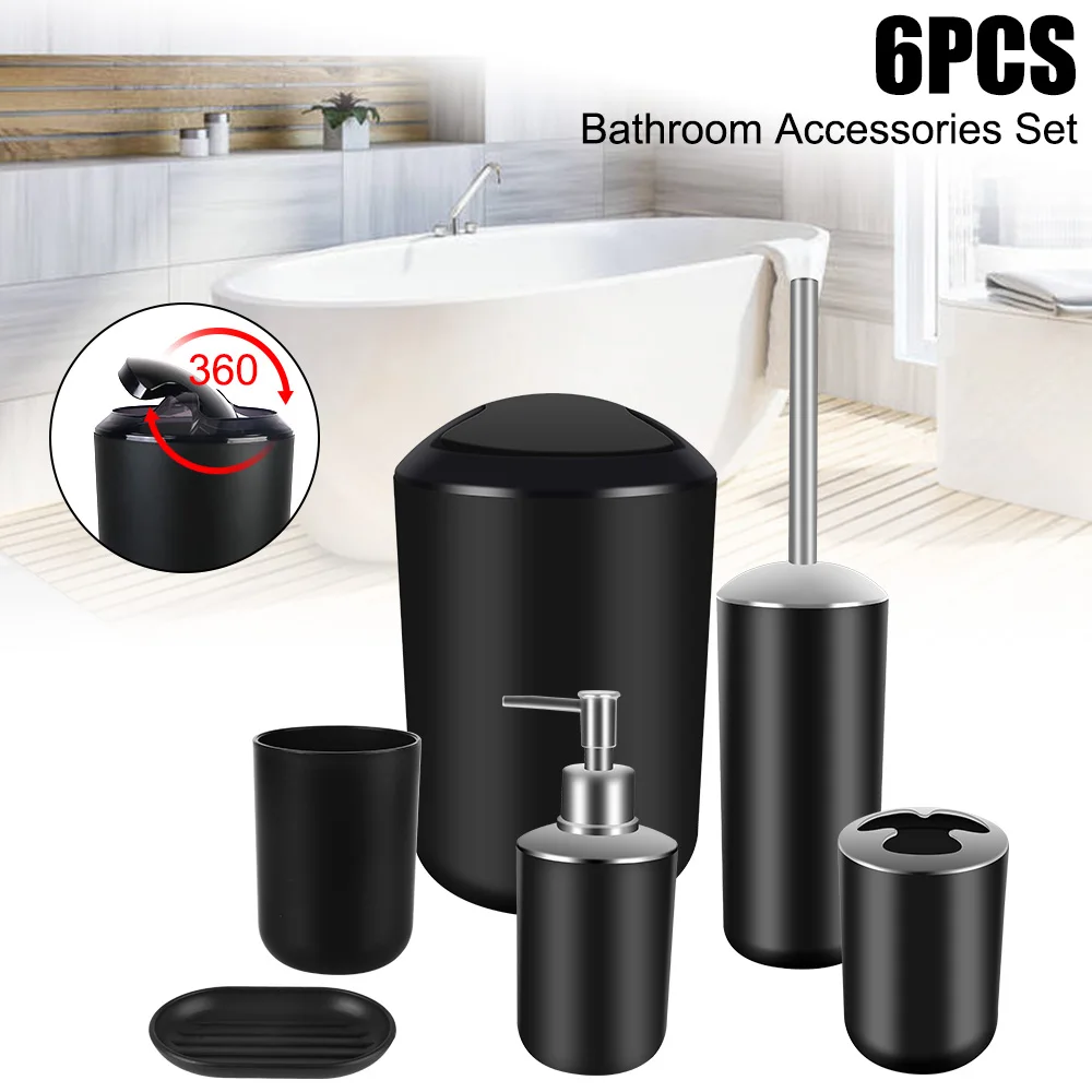 Trash-Can-4PCS-6PCS-Bathroom-Accessories-Set-Soap-Dish-Lotion-Dispenser-Toliet-Brush-with-Holder ...