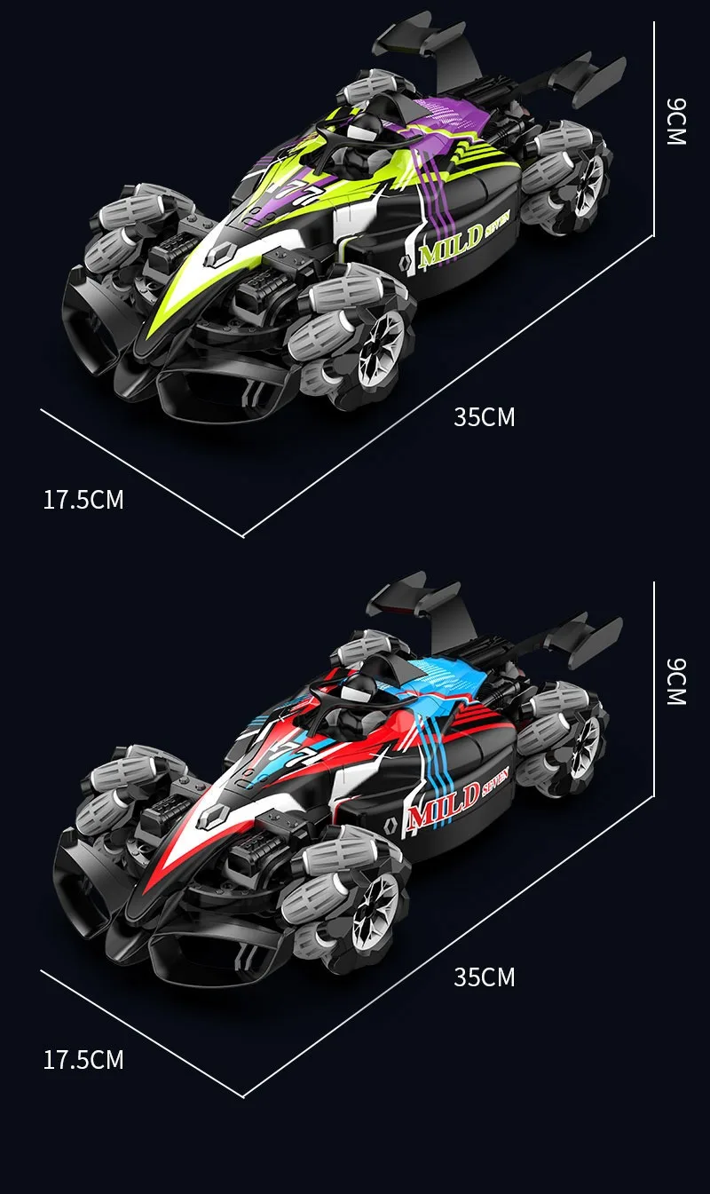 F1 Rc Drift Car With Music Led Lights, 2.4G Radio Controlled Double-Row 4Wd Stunt Cars, Electric Toys For Kids