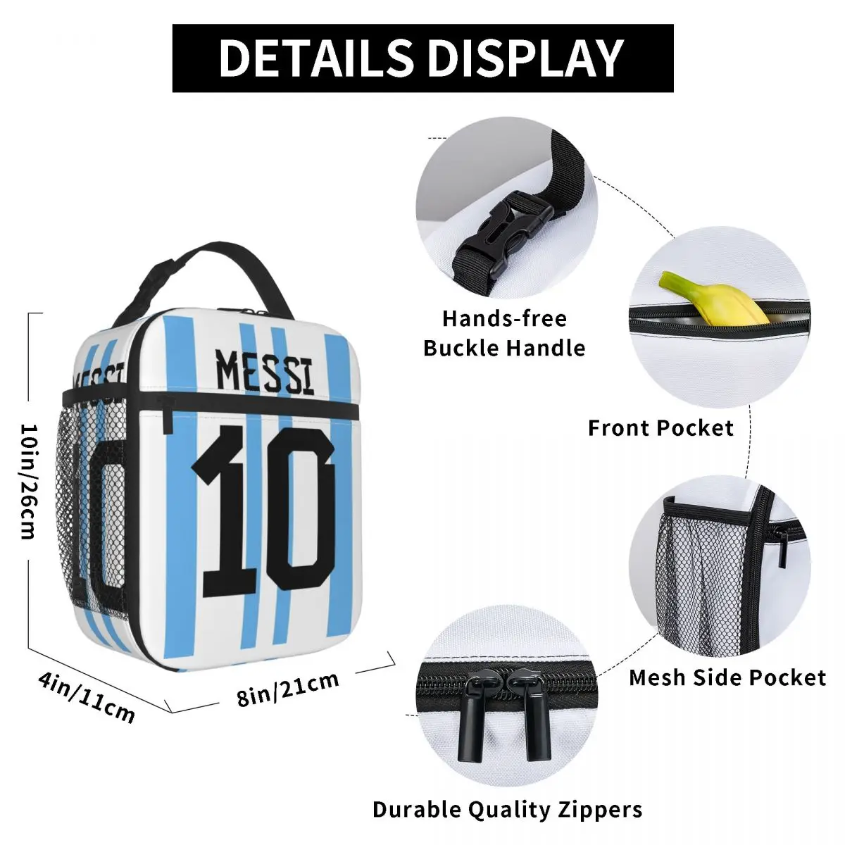 Messis 10 Football Soccer Merch Insulated Lunch Bag For School Storage Food Boxes Leakproof Thermal Cooler Lunch Boxes images - 6