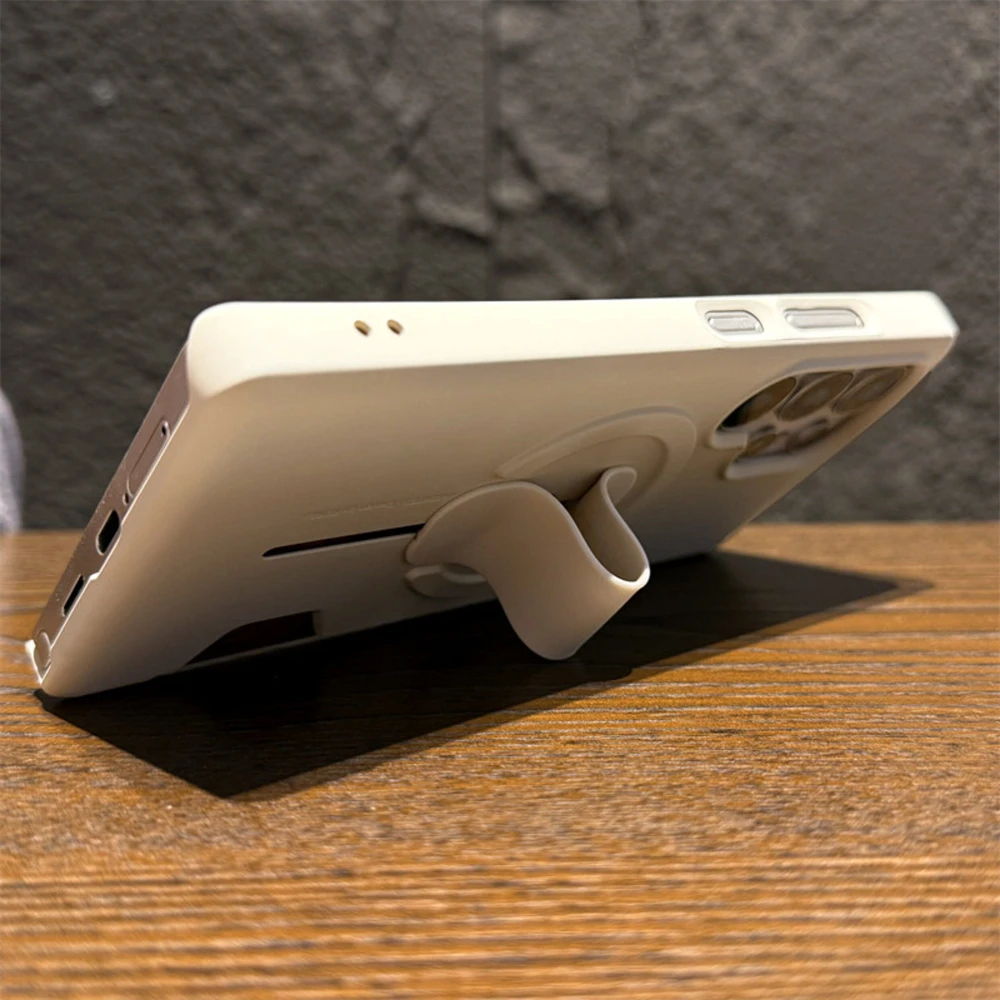 Slide-Mounted Card Holder Magnetic Phone Case with Folding Stand and Shockproof Frosted Cover