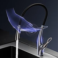 Robinet de cuisine Gestan en laiton brossé doré avec interrupteur tactile, noyau de valve en céramique à poignée unique, robinet d'évier d'eau chaude et froide 4