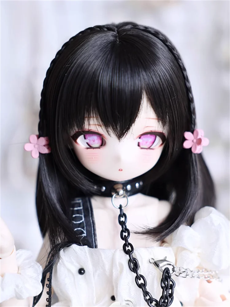 BJD Doll Wigs Long Hair For 1/3 1/4 1/6 MSD MDD YOSD With Bangs Black Brown Pink Hair Accessories
