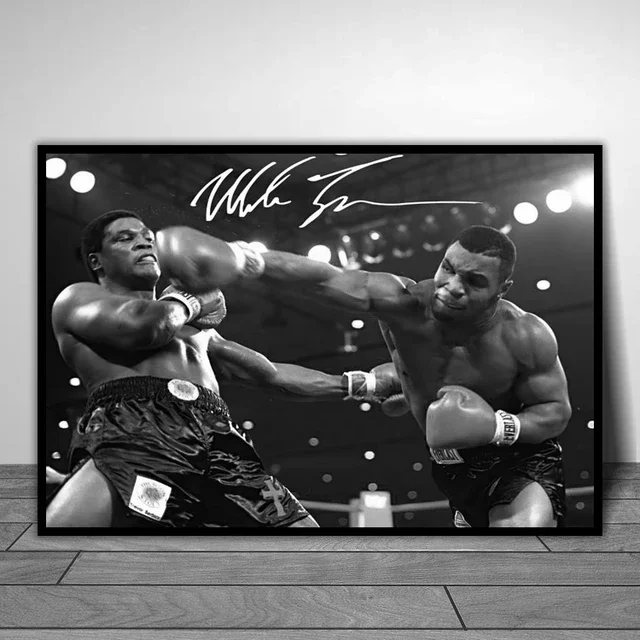 thumbnail image 1 of Póster de arte de pared de boxeador Mike Tyson, cita motivacional de Muhammad Ali, imágenes de decoración del hogar, impresiones en lienzo, pintura para decoración de sala de estar, 1 of 5
