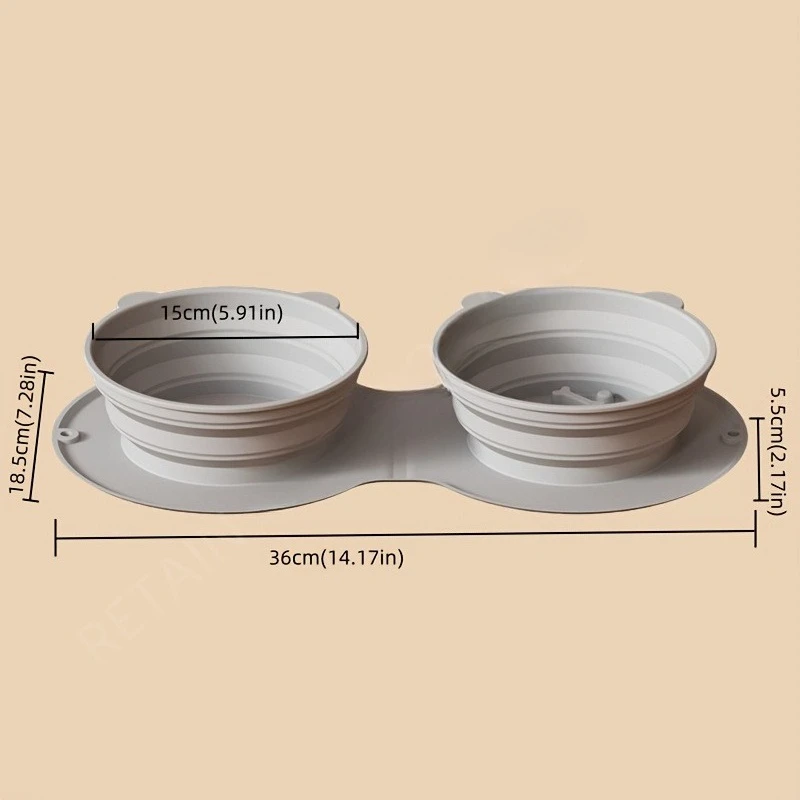 3PCS/Set Foldable Silicone Dog Bowl, Pet Dog Travel Double Bowl, Portable and Easy To Clean, Suitable for Travel and Outdoor Use