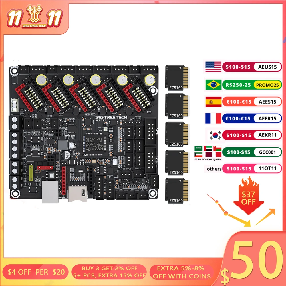 BIGTREETECH SKR 3 Controller Board Motherboard 32 bit SKR 2 Nouvelle Mise à Niveau Silent Board