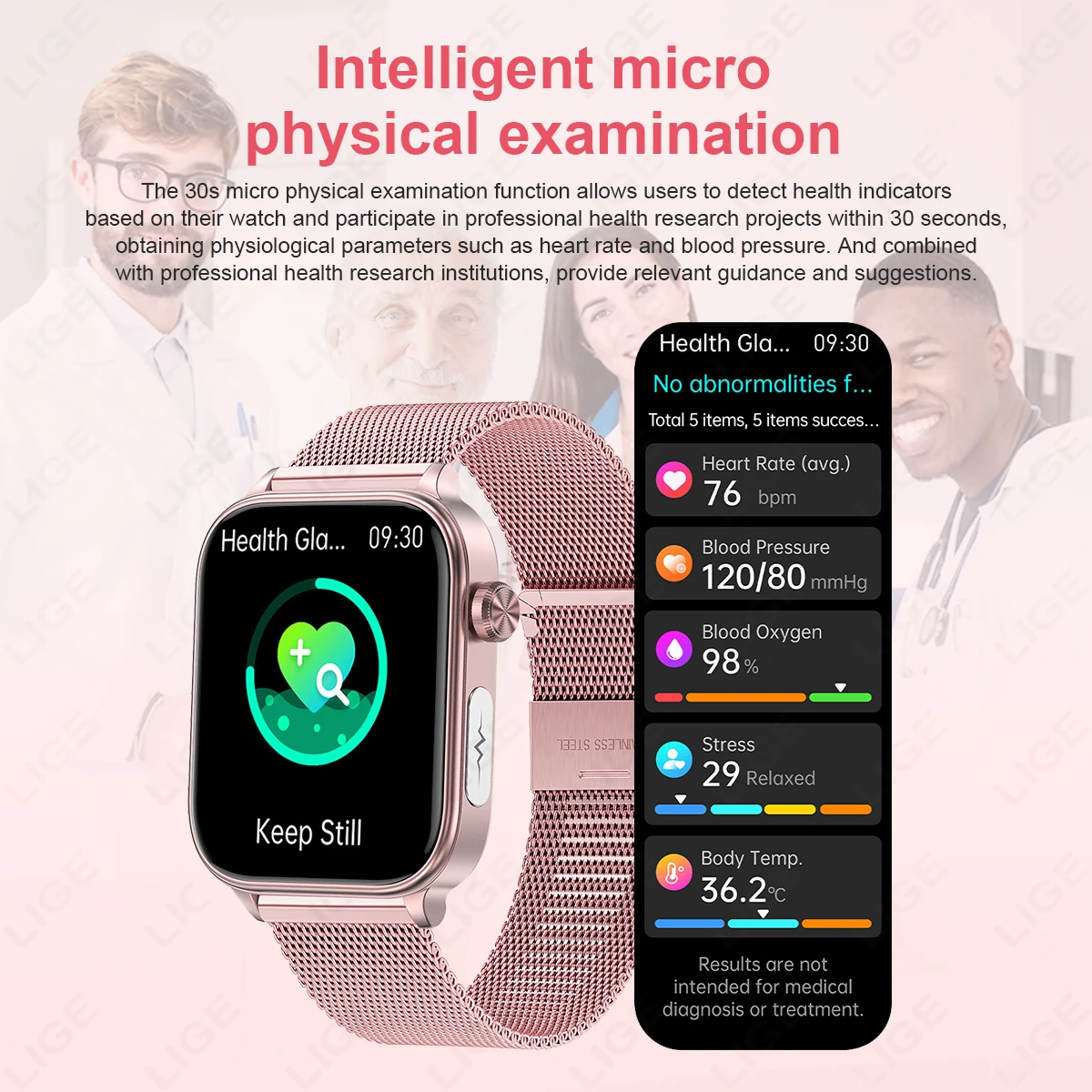 LIGE 2025 New ECG+PPG Smart Watch Women Blood Pressure Pulse Blood Lipid Uric Acid Female Menstrual Health Tracker Smartwatches