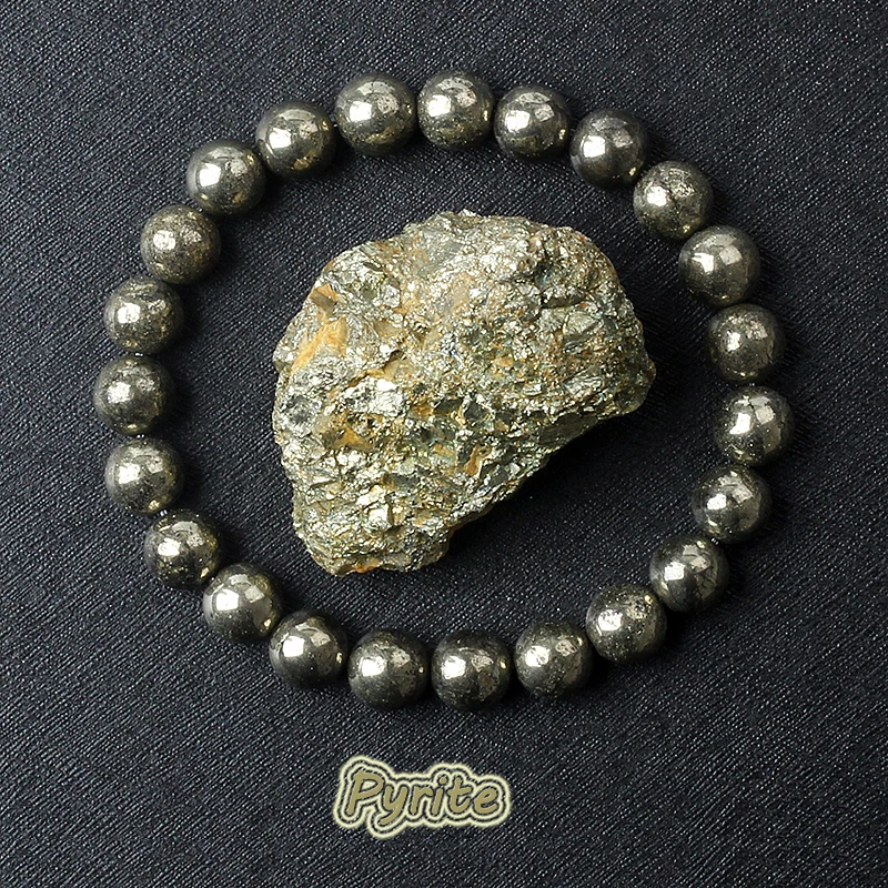Bracelets de perles de pyrite d'énergie originales pour hommes, pierre d'hématite naturelle, brin de minerai de pyrite, bracelet amincissant, bijoux de soins de santé