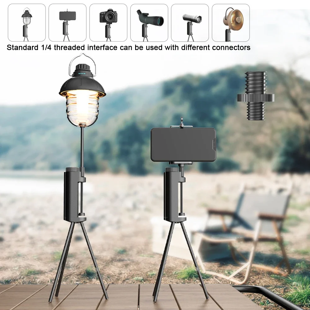 

Outdoor Portable Foldable Lamp Stand Desktop Easy To Build Camping Hiking Tripod Hook Multifunctional Hanging Light Fixing Stand