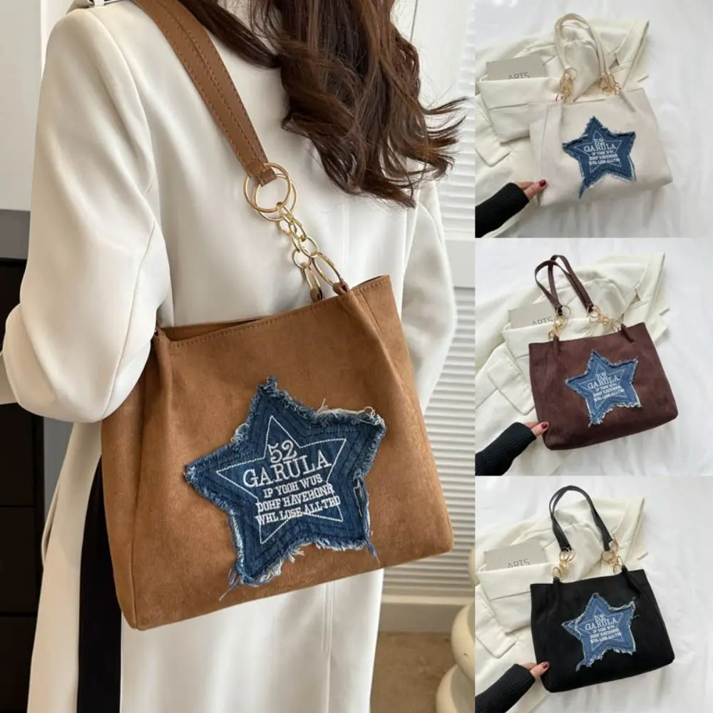

Bucket Bag Shoulder Bag Fashion Purses Star Totes Bag Solid Color Large Capacity Underarm Bag Ladies