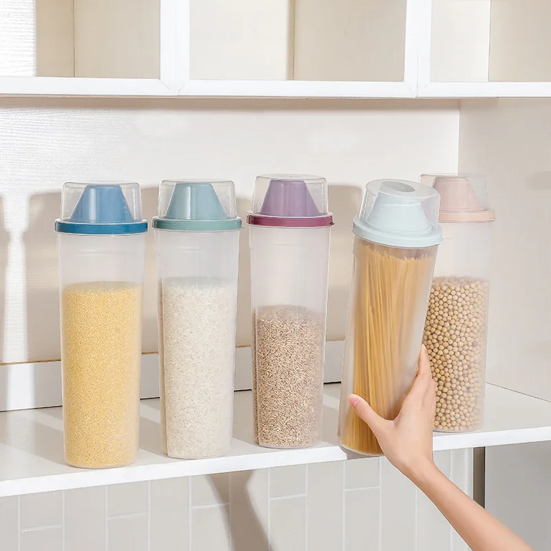 

1PCS Household Noodle Box Storage Jar Grains and Cereals Storage Jar Plastic Box Transparent Large Capacity Sealed Storage Box