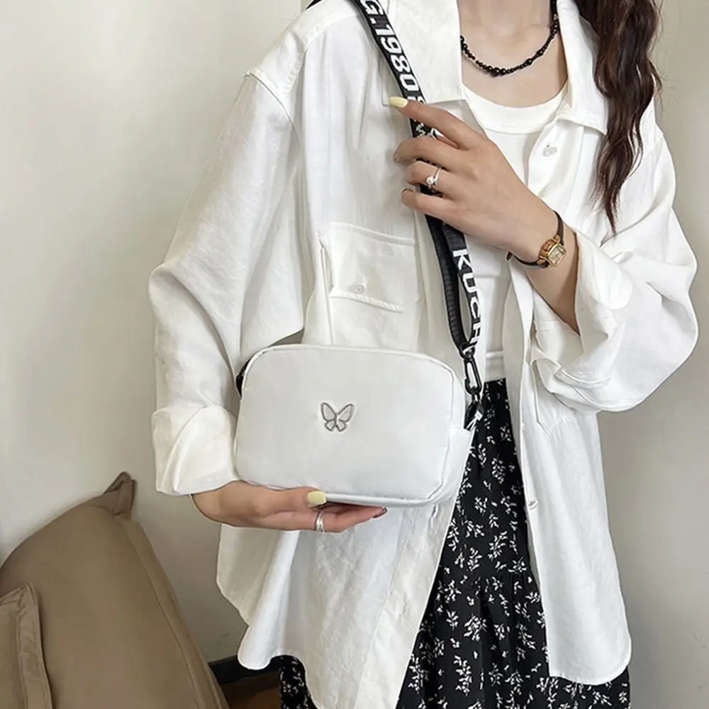 Black&white Shoulder Bag shoulder bag Durable Butterly Nylon Crossbody Bag Wide Belt Casual Mini Sqaure