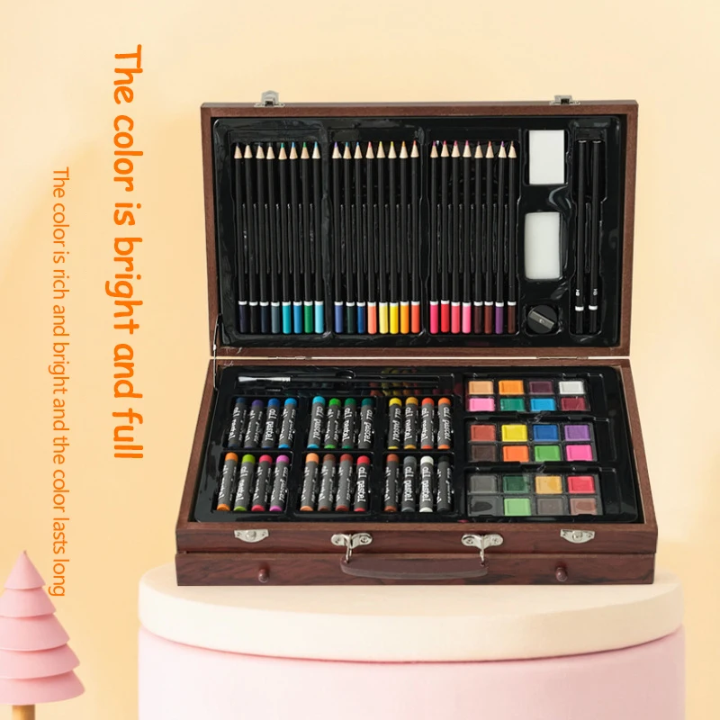 Paintbrush set Children's art Painting Crayon oil paintbrush set Wooden double color pencil portable gift box Bright colors