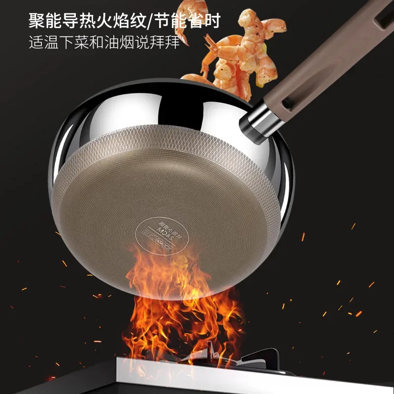Titanium uncoated non-stick pan, snow pan, 316 stainless steel milk pan for household gas induction cooker 6