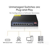 12-Port Gigabit POE RJ45 Ethernet Switch 52V SFP with for 802.3af/at Uplink Unmanaged Plug and Play,for IP Camera/NVR - Image 4
