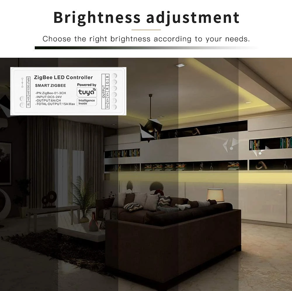 Tuya Zigbee Rgb Controlador Vida Inteligente Gateway Hub Rgbw Rgbcw Led Tira Luz Zigbee Controlador Dc524v Trabalho com Alexa Google - Image 5