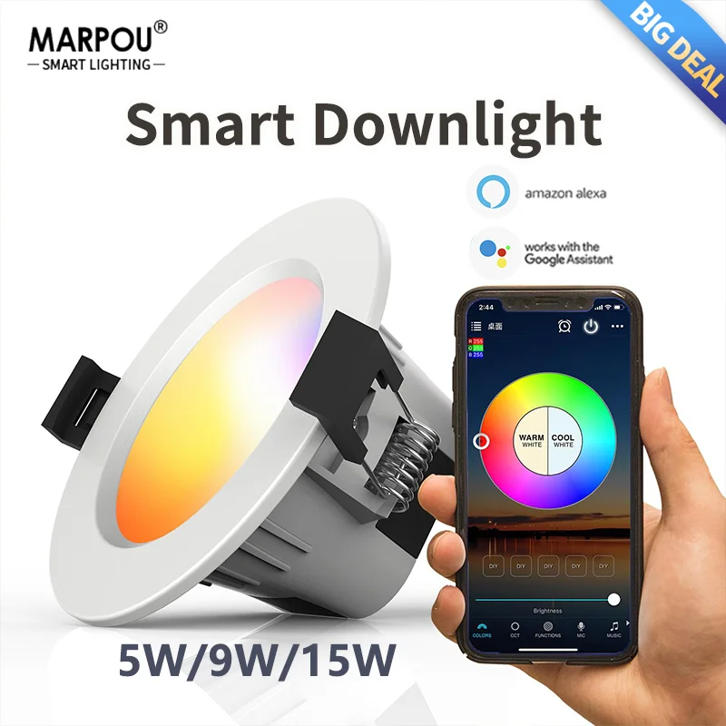Led Downlight Control Smart Downlights Indoor Lights Ceiling Lamp Marpou Rgb Aliexpress