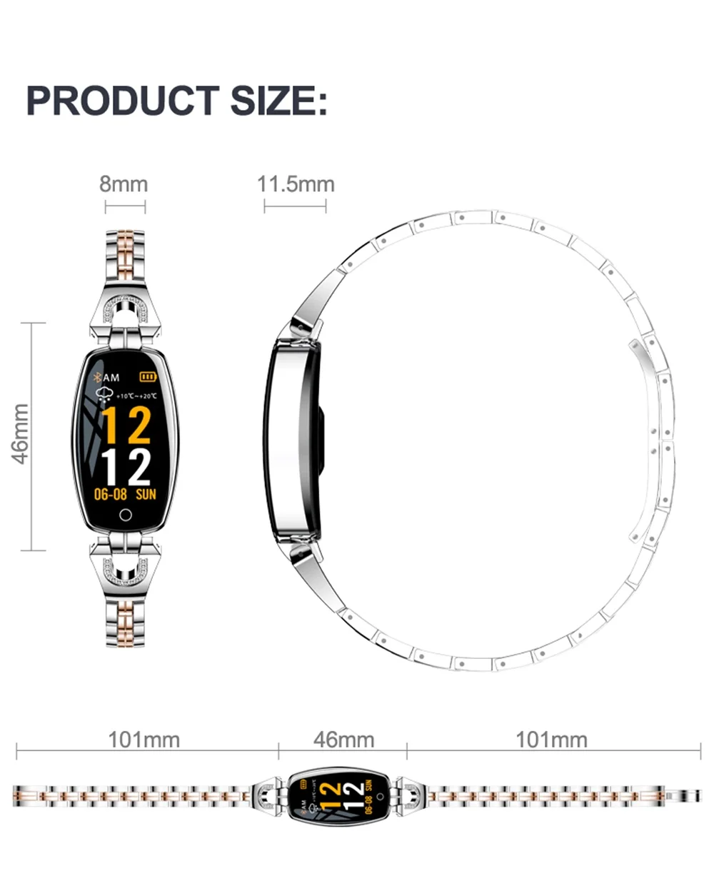 New H8 H8pro Smart Watch Bracelet Heart Rate Blood Pressure Band Pedometer Waterproof Fitness Activity Tracker Women Smartwatch