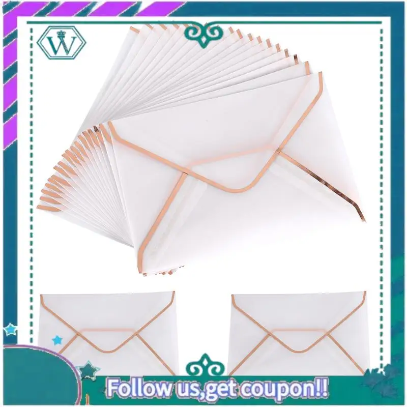 업그레이드 된 20 개/대 핫 스탬핑 인쇄 종이 봉투 투명 종이 봉투 결혼식 편지 초대장 기념일