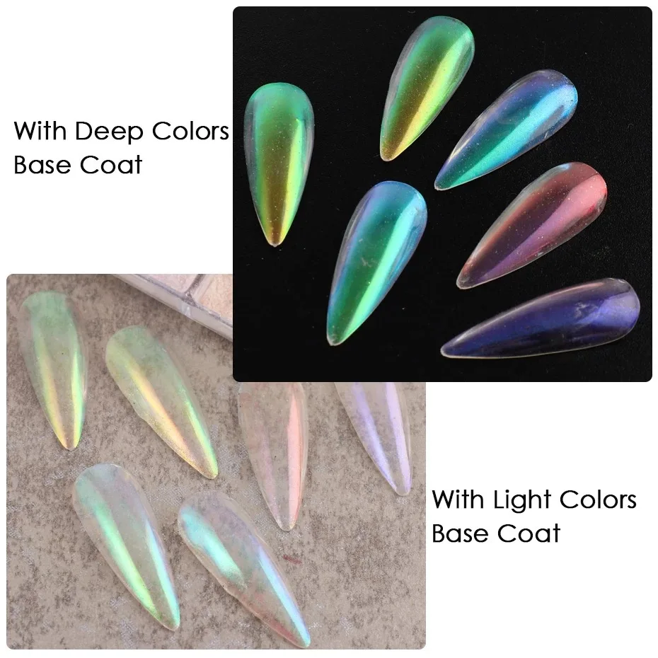 Moonlight Mirror Nails Powder Metallic Chrome Effect Pigments Gel Polish Laser Dust Glitter Aurora Shiny Pearl Nail Manicure Dec