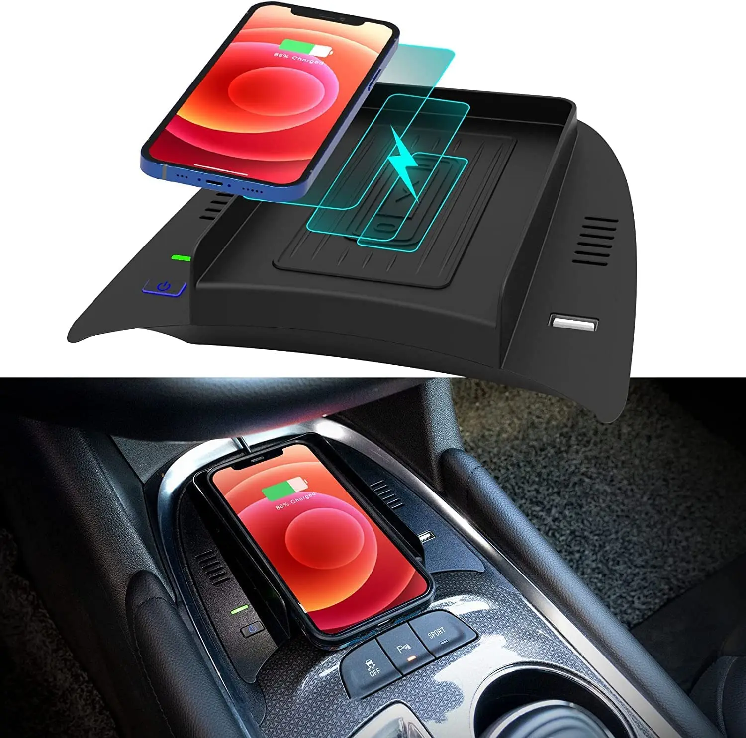 2016-2021 Chevy Malibu Center Console Rubber Phone Charger Liner | OEM GM Part #23279034 Direct Replacement Tray 8 thumbnail image