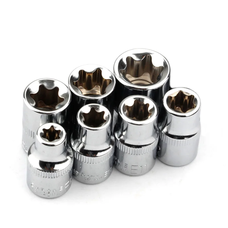 7-teiliges 3/8-Zoll-Stern-Torx-Steckschlüssel-Set Typ E (E8, E10, E11, E12, E14, E16, E18) Handwerkzeug-Adapter-Set – Detail 3