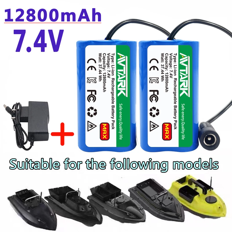 

Upgrade7.4V 12800Mah 6800Mah Battery For T188 T888 2011-5 V007 C18 H18 So on Remote Control RC Fishing Bait Boat Parts 1/3pcs