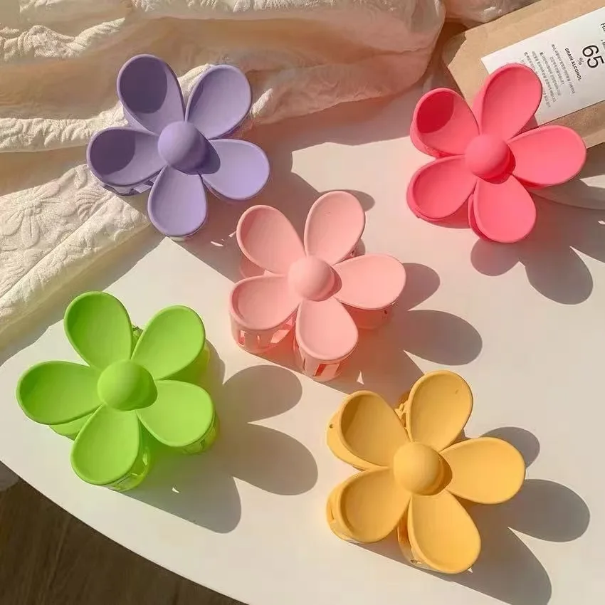 여성용 대형 꽃 발톱 클립 두꺼운 머리 소녀 Dasiy Strong Hold Matte Hair Clamps Headwear Barrette 헤어 액세서리