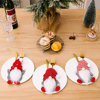 Table Decor Christmas Cutlery Holder Knife Fork Bags Xmas Tableware Holders Party Dinner Table Decorate Supplies Bag Only 2