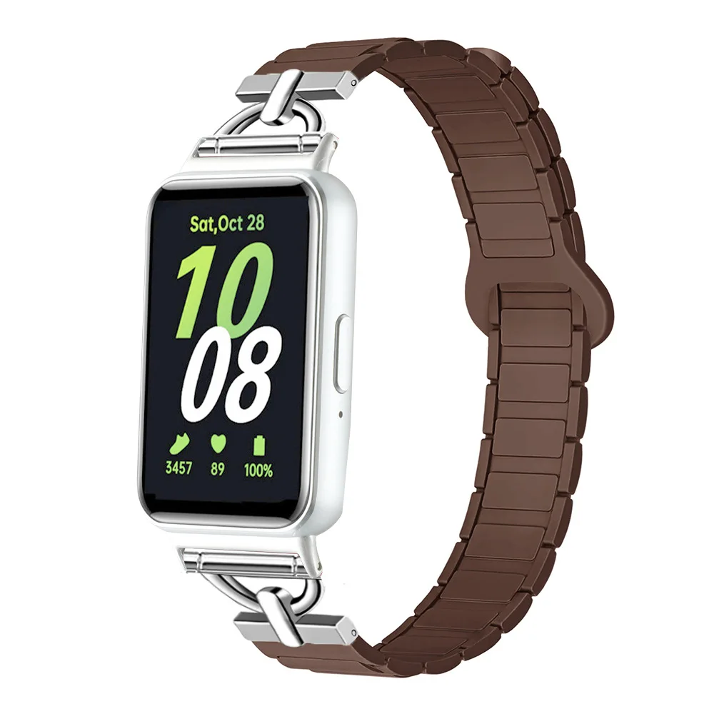 Magnetischer Silikonarmband-Anzug für Samsung Galaxy Fit3, Unisex, dünnes magnetisches Silikon-Uhrenarmband mit D-Schnalle – Detail 12