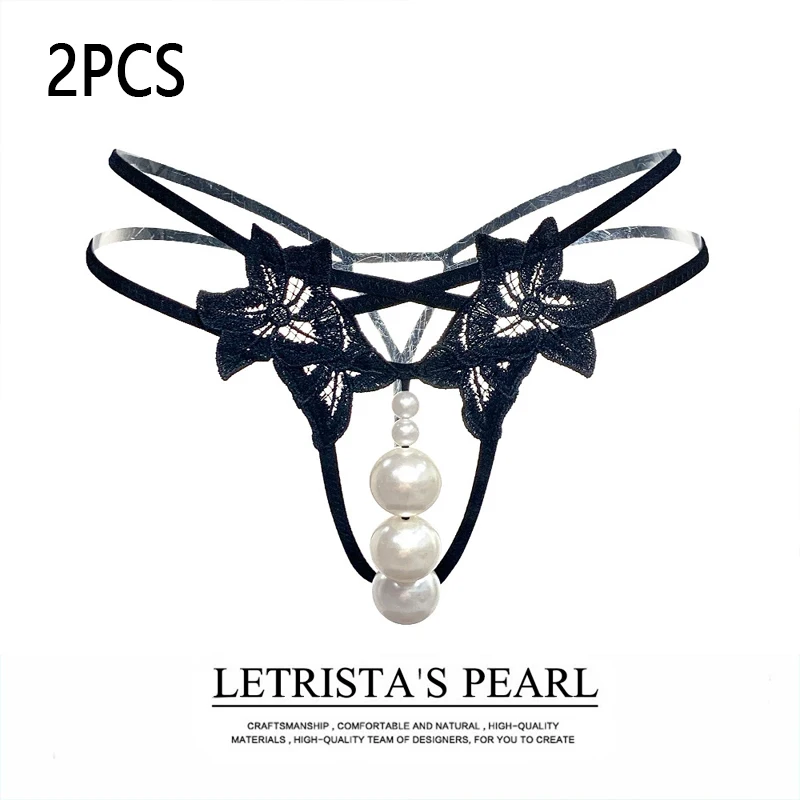 2Pcs women's underwear open pearl massage t pants outdoor wear large size sexy bikini underwear women's women panties female underwear womens underwear