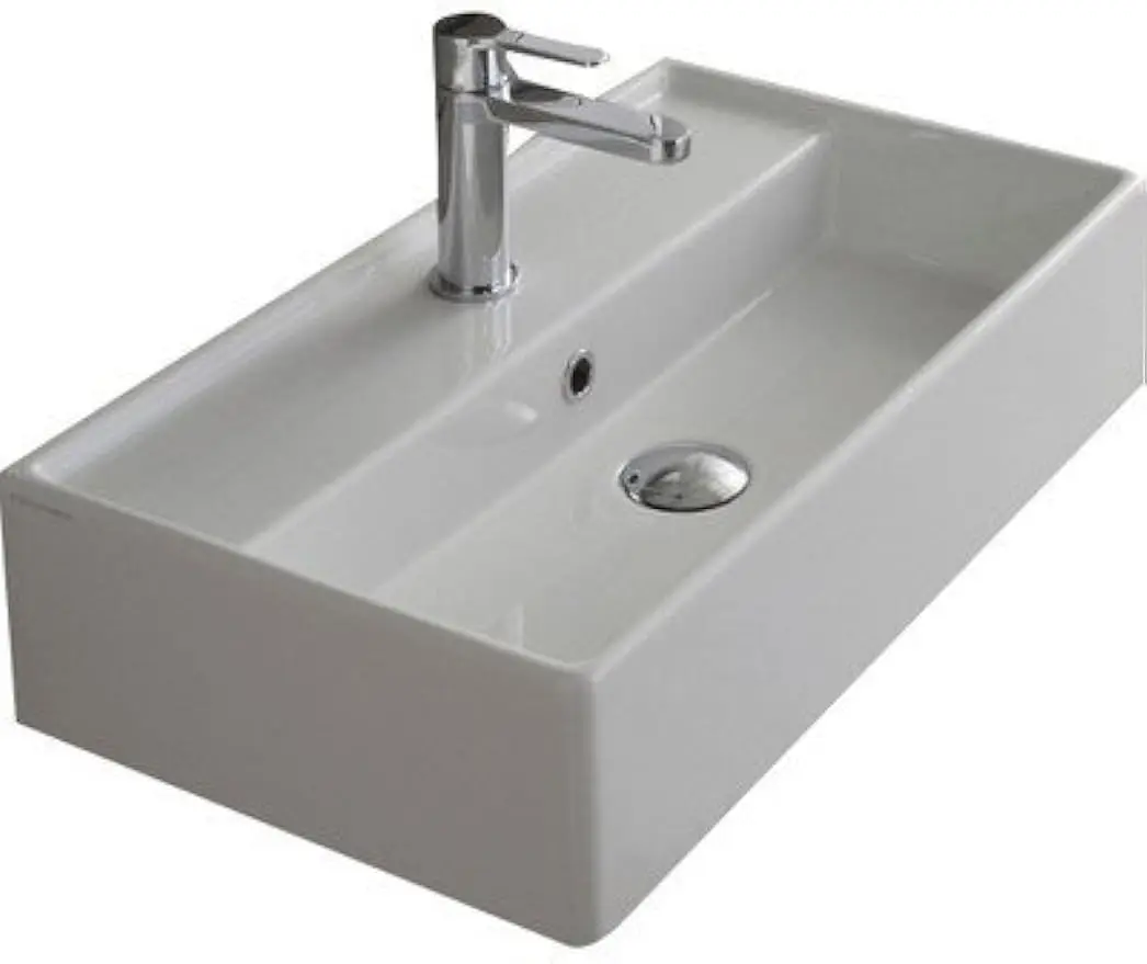 

Scarabeo 5002-One Hole Teorema Rectangular Ceramic Wall Mounted/Vessel Sink, White