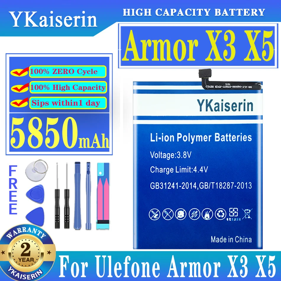 

YKaiserin 5850mAh Replacement Battery for Ulefone Armor X3 X5 X 3 X 5 3082