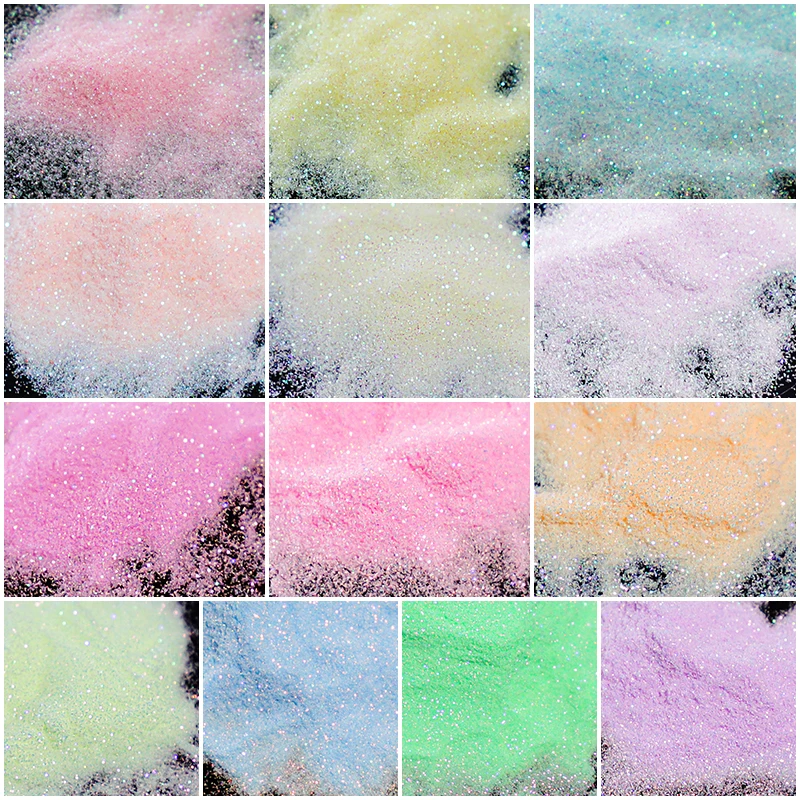 Nail Glitter 10g/bag Shining Sugar Colorful Powder Candy Coat Effect White Black Pigment Dust Nails Art Decorations DIY Supplies