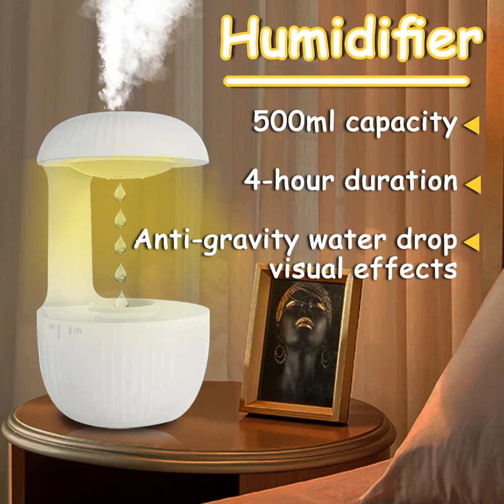 

YANKE Office Air Humidifier Dynamic Water Droplet Ultrasonic Humidifiers With Night Light 600ml Water Capacity Home Humidifier